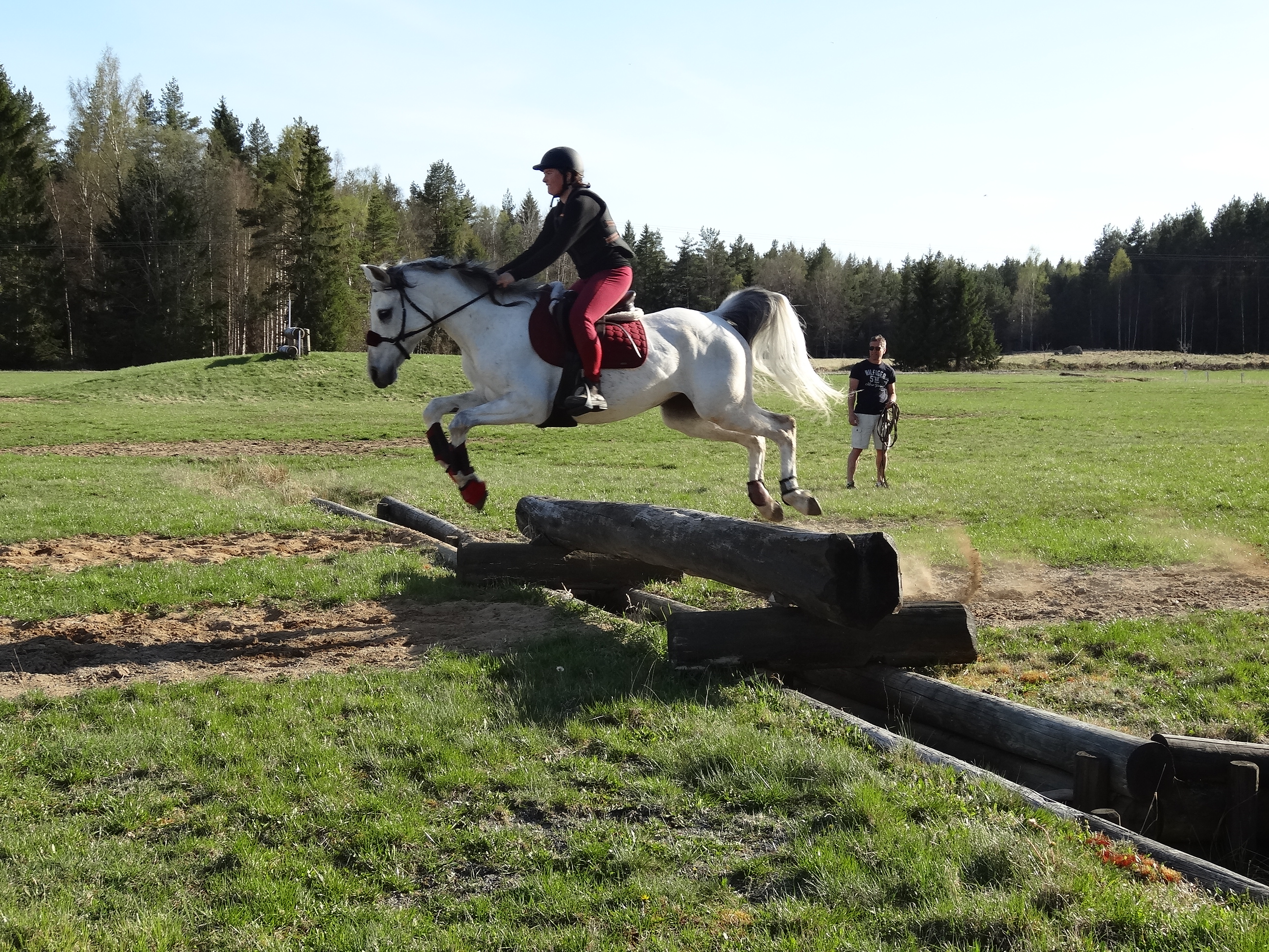 jumping ditch with log